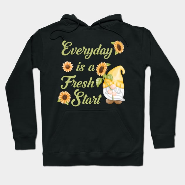 Everyday is a Fresh Start, Gnome with Sunflowers Hoodie by Kylie Paul